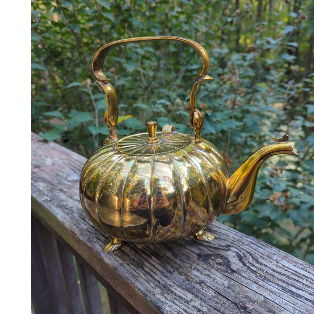 Mottahedeh Soild Brass Teakettle Museum Reproduction of Antique Middle Eastern
